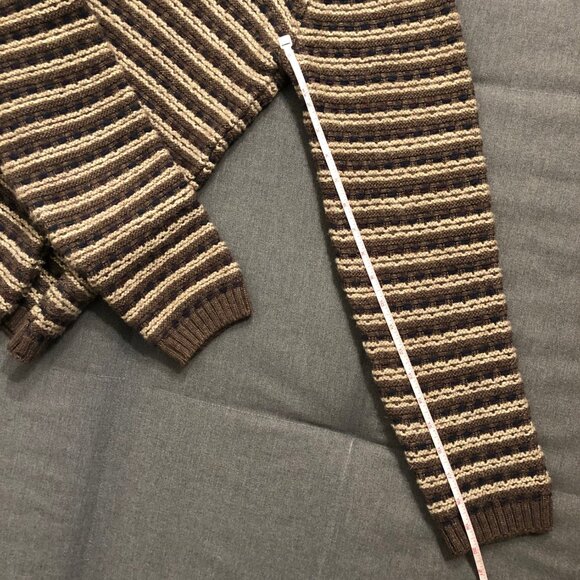 Men's MCL Brown Striped Collared Sweater - Size EU XL - Picture 5 of 6